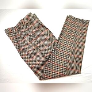 JOAN LESLIE Plaid Herringbone Wool Blend Straight Leg Lined Slacks - Size 8